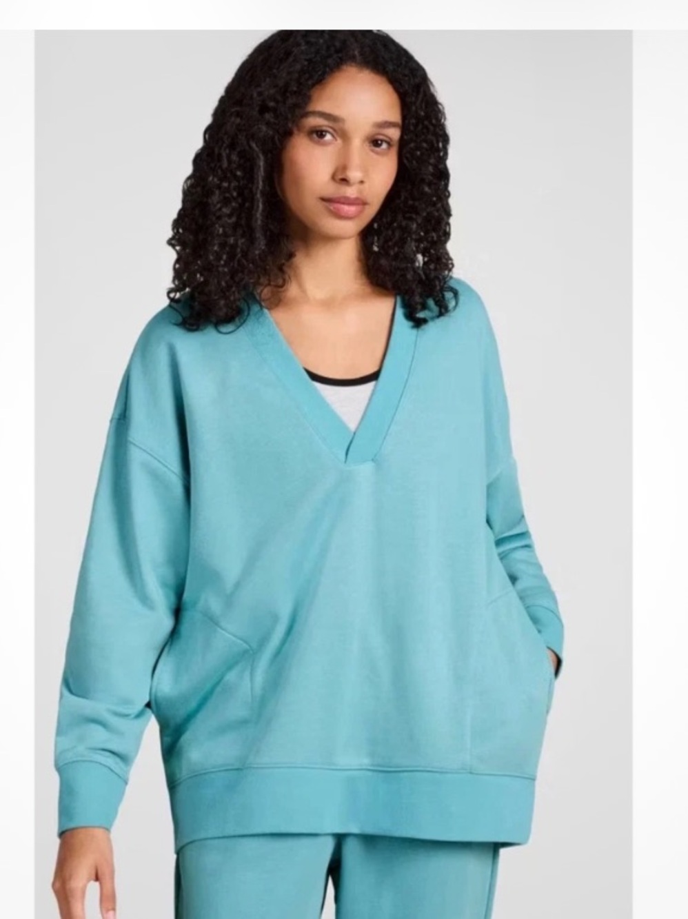 Champion Women’s Gameday Deep V-Neck Pullover Teal Sweatshirt Sz XS